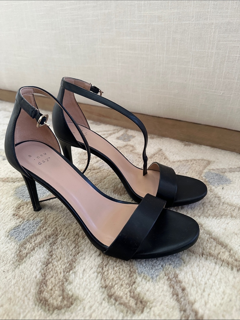 A New Day Black Ankle-Strap Heels Size 9 NWOB